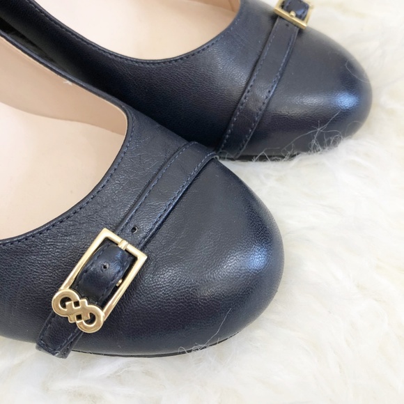 Cole Haan Navy Round Toe Wedges - Picture 2 of 4